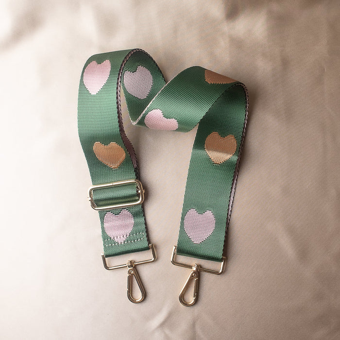 Green Hearts Purse Strap--Lemons and Limes Boutique