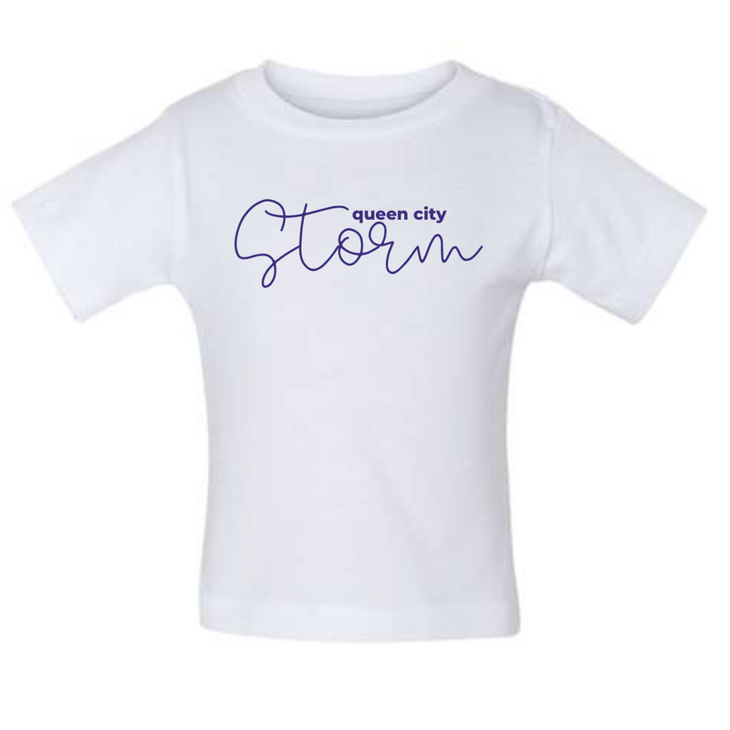 Queen City Storm Script Short Sleeve Tee-White-2T-Lemons and Limes Boutique