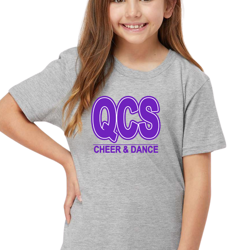 Queen City Cheer Block Short Sleeve Tee: Toddler, Youth and Adult-Heather Athletic Grey-Youth Small-Lemons and Limes Boutique