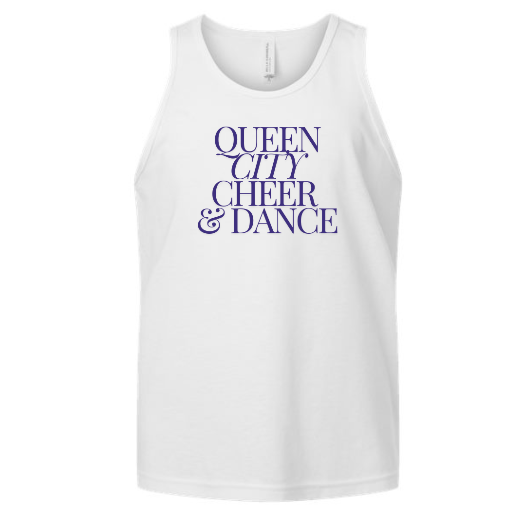 Queen City Cheer and Dance Modern Script Tank- Youth, Women's and Curvy-White-Youth Small-Lemons and Limes Boutique