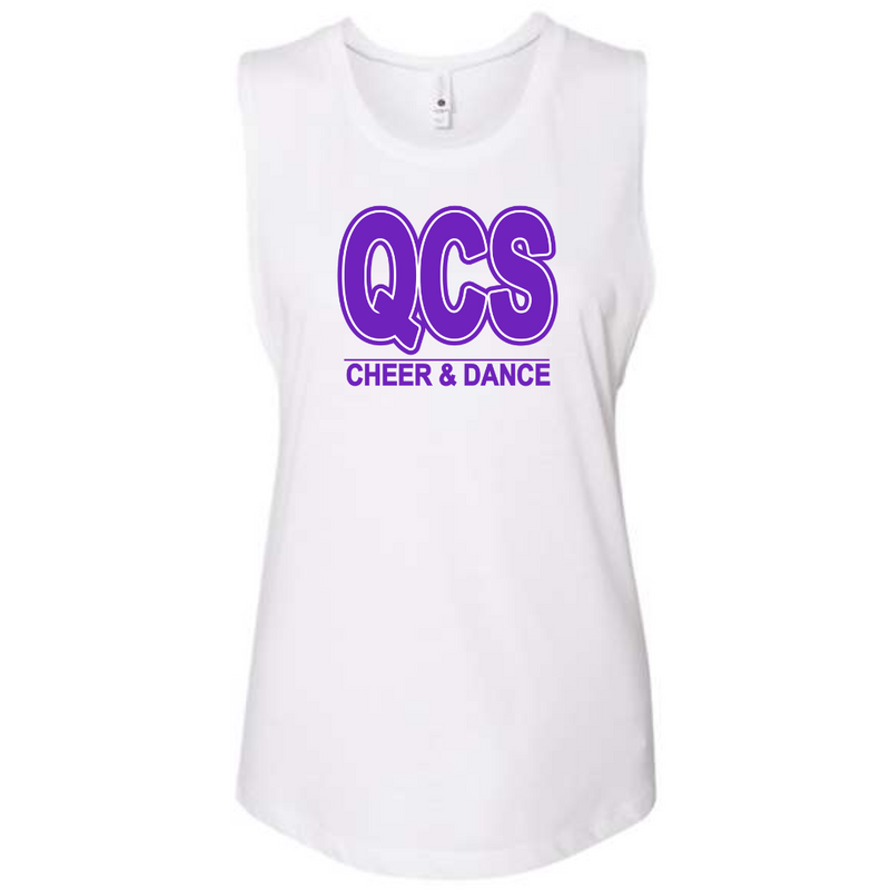 QCS Cheer and Dance Block Tank: Youth, Women's and Curvy-White-Women's Small-Lemons and Limes Boutique