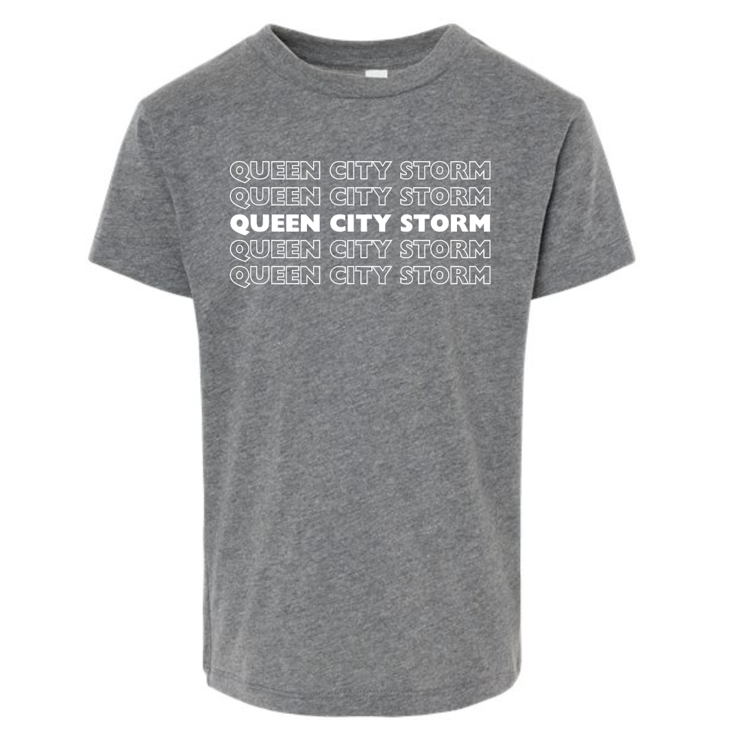 Queen City Storm Repeat Short Sleeve Tee: Toddler, Youth and Adult-Heather Deep Grey-2T-Lemons and Limes Boutique