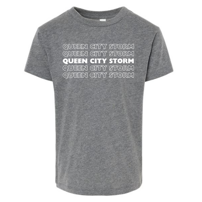 Queen City Storm Repeat Short Sleeve Tee: Toddler, Youth and Adult-Heather Deep Grey-2T-Lemons and Limes Boutique