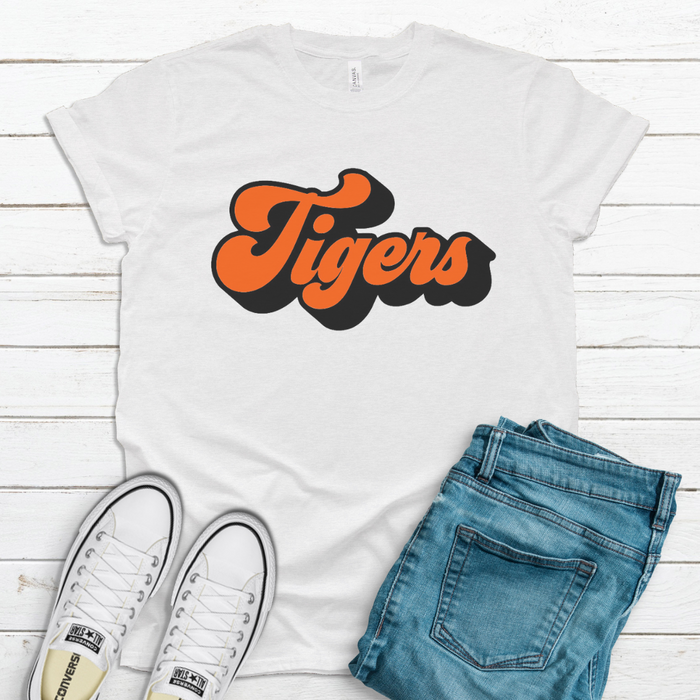Retro Tigers T-Shirt on White--Lemons and Limes Boutique