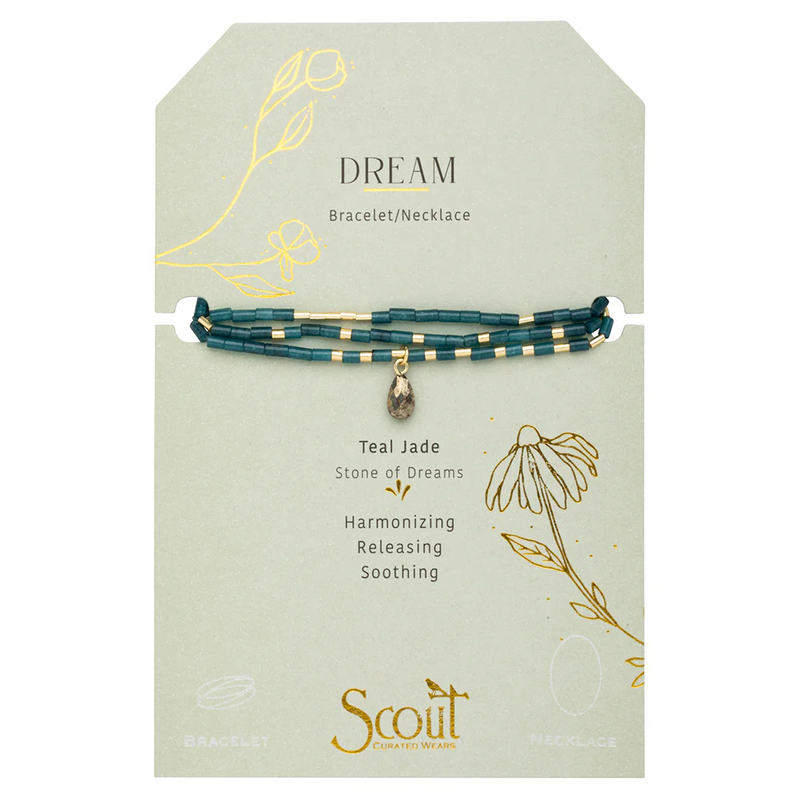 Teardrop Stone Wrap - Teal Jade/Pyrite/Gold - Stone of Dreams-Lemons and Limes Boutique
