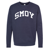SMOY White Curved Block on Crewneck Sweatshirt - Adult-Navy-XSmall-Lemons and Limes Boutique