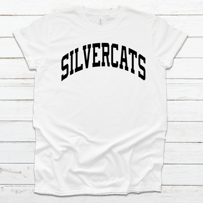 Silvercat Black Curved Block Short Sleeve Tee - Adult-White-XSmall-Lemons and Limes Boutique