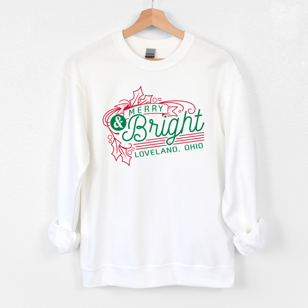 Merry & Bright Loveland 2 Color Sweatshirt on White--Lemons and Limes Boutique