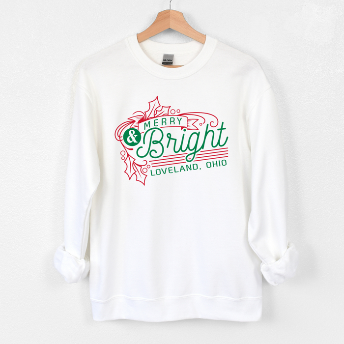 Merry & Bright Loveland 2 Color Sweatshirt on White--Lemons and Limes Boutique