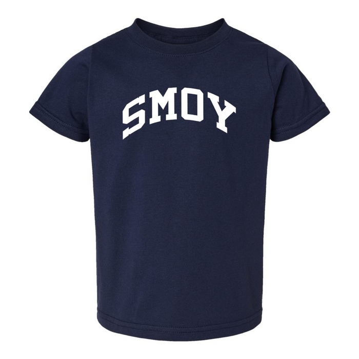 SMOY White Curved T-Shirt on Navy-TODDLER-Graphic Tees-Lemons and Limes Boutique