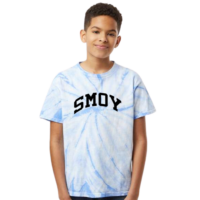 SMOY Curved T-Shirt on Blue Tie Dye-YOUTH--Lemons and Limes Boutique