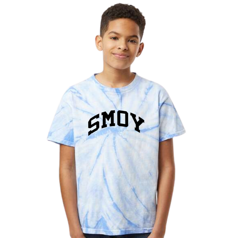 SMOY Curved T-Shirt on Blue Tie Dye-YOUTH--Lemons and Limes Boutique