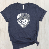 Silvercat Two Color Logo on Short Sleeve Tee - Adult-Heather Navy-XSmall-Lemons and Limes Boutique