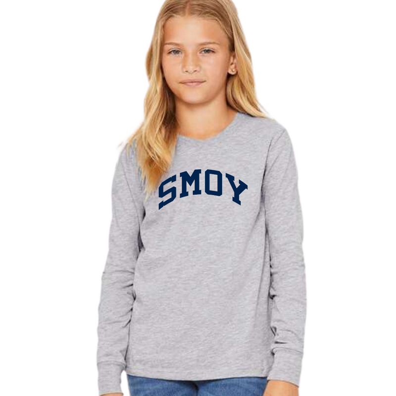 SMOY Navy Curved Block on Long Sleeve Tee - Youth--Lemons and Limes Boutique