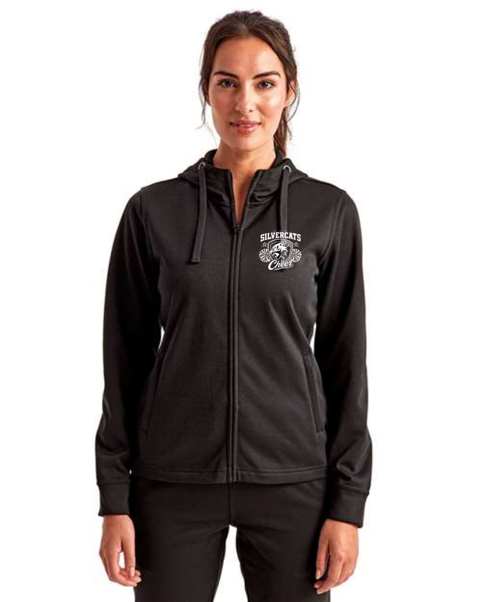 Silvercats Cheer in White Glitter on Full Zip