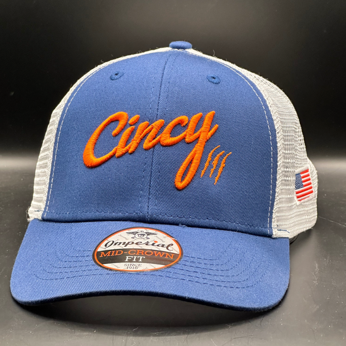 Blue with White Mesh Back by The Cincy Hat--Lemons and Limes Boutique