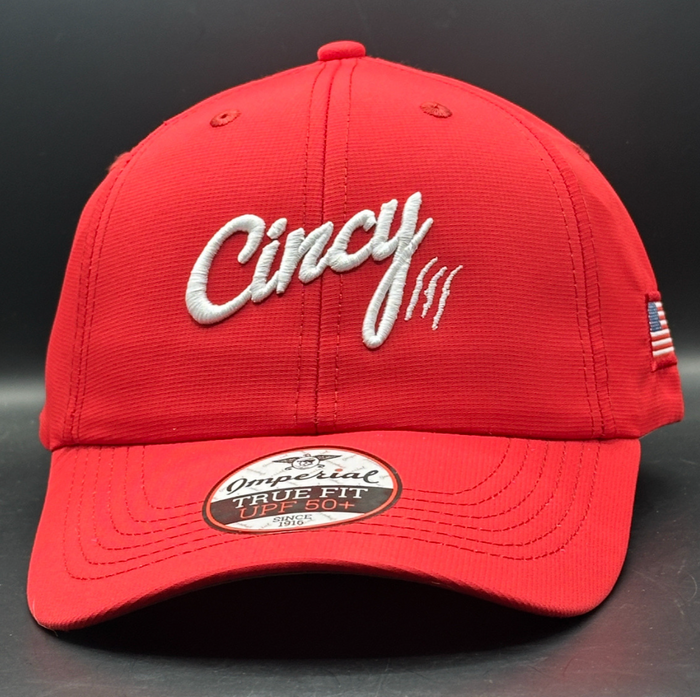 Structured Dad Hat in Red/White by The Cincy Hat--Lemons and Limes Boutique
