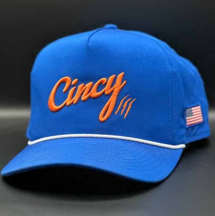 Rope Hat in Blue with Orange Logo by The Cincy Hat--Lemons and Limes Boutique