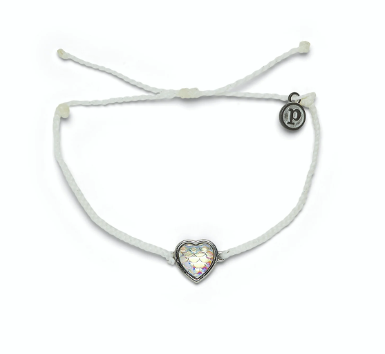 Pura Vida Mermaid Heart Silver Charm Bracelet in White-Bracelet-Lemons and Limes Boutique