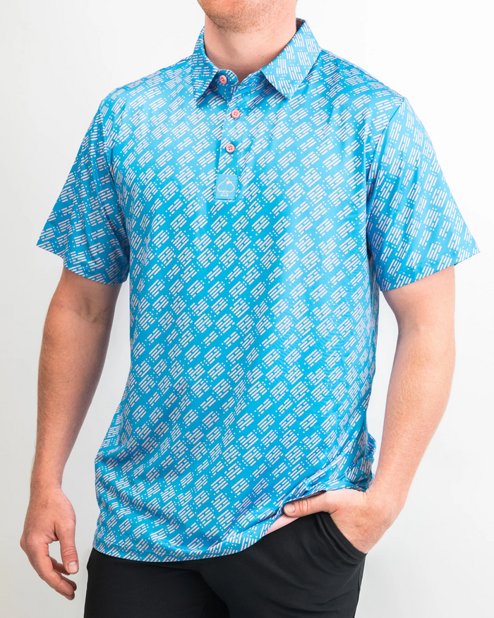 Skyline Dash Polo in Blue by Pins and Aces-Lemons and Limes Boutique