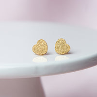 Shimmer Heart Studs in 18K Gold--Lemons and Limes Boutique