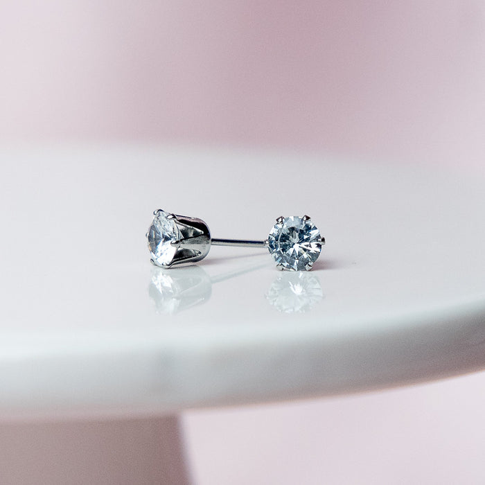 5mm Zirconia Studs in Stainless Steel--Lemons and Limes Boutique