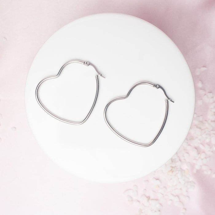 40mm Heart Hoops in Stainless Steel--Lemons and Limes Boutique