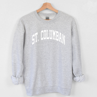 Saint Columban Curved White Sweatshirt (multiple colors available)-Sport Grey-Adult Small-Lemons and Limes Boutique