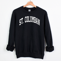 Saint Columban Curved White Sweatshirt (multiple colors available)-Black-Adult Small-Lemons and Limes Boutique