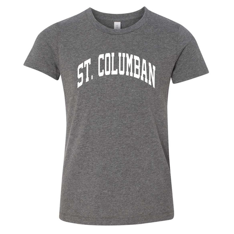 Saint Columban Curved T-Shirt (multiple colors)-YOUTH-Deep Heather-Youth Small-Lemons and Limes Boutique