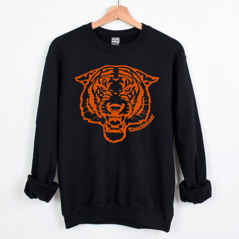 Cincinnati Fierce Tiger Crewneck- Black--Lemons and Limes Boutique