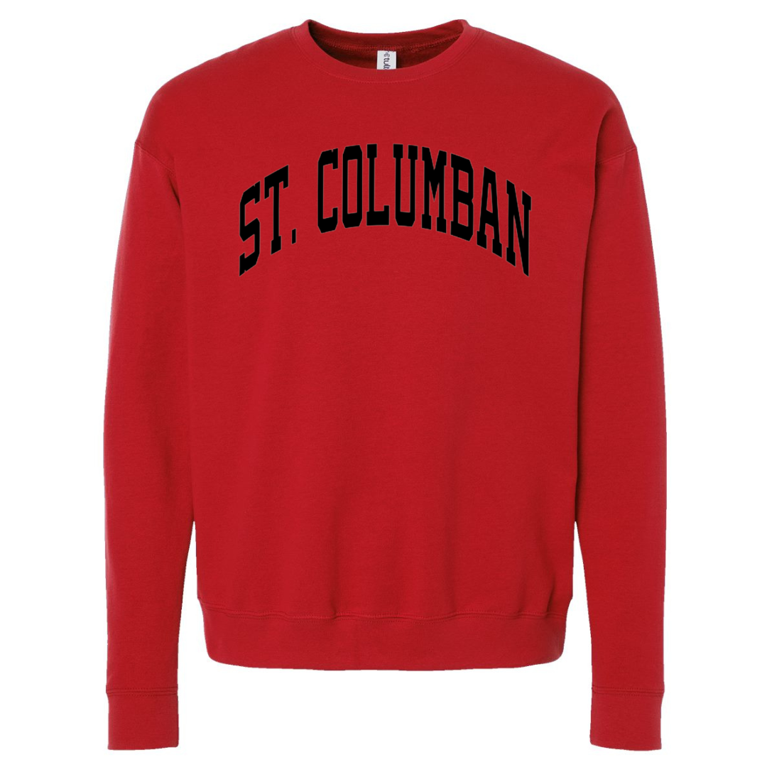 Saint Columban Curved Black Sweatshirt (multiple colors available)-Red-Adult Small-Lemons and Limes Boutique