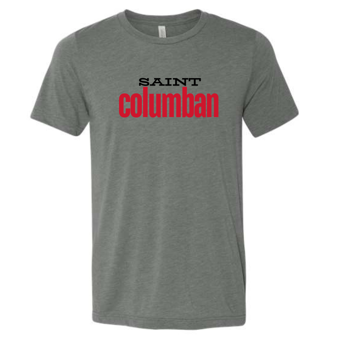 Saint Columban 2 Color T-Shirt on Deep Heather