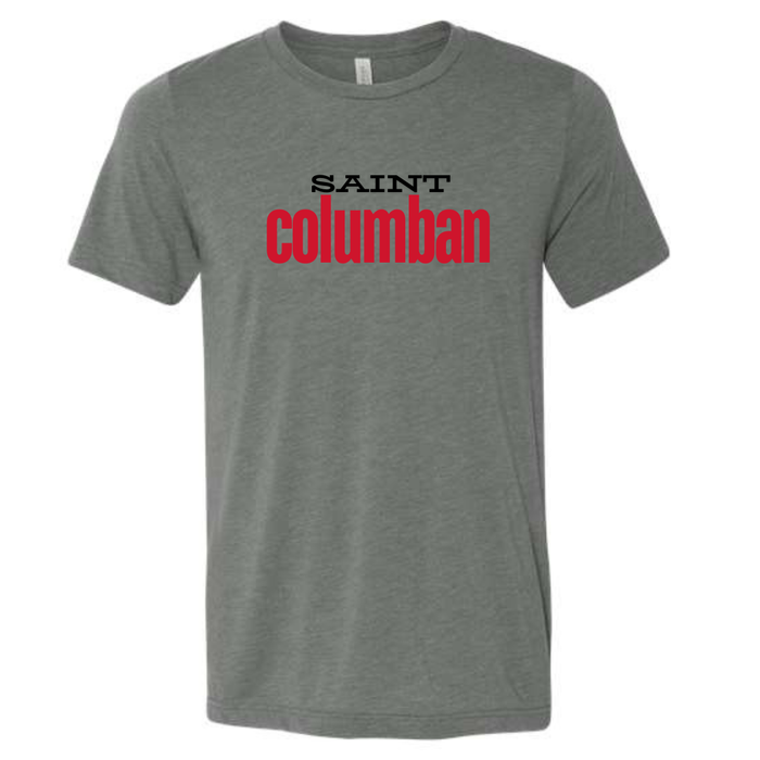 Saint Columban 2 Color T-Shirt on Deep Heather