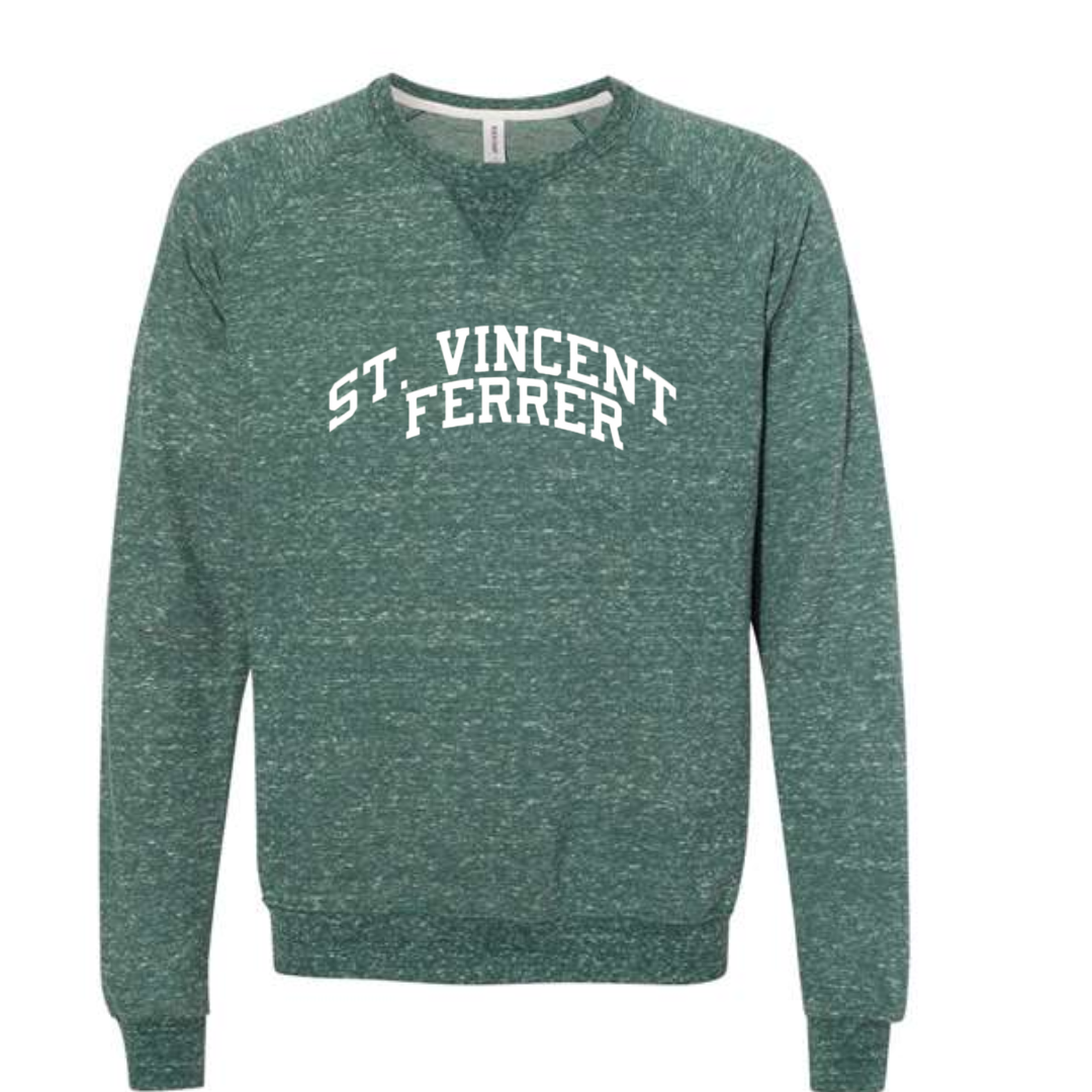 St. Vincent Ferrer on Snow Heather French Terry- Adult Unisex--Lemons and Limes Boutique