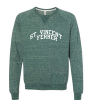 St. Vincent Ferrer on Snow Heather French Terry- Adult Unisex-Small-Forest Green-Lemons and Limes Boutique