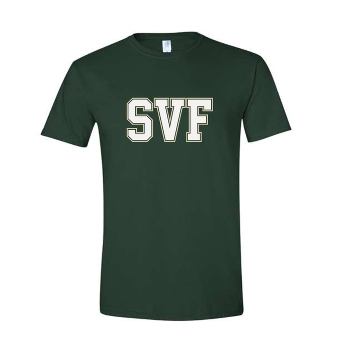 SVF Two Color Block on Solid Forest Green Tee (Adult, Youth & Toddler)