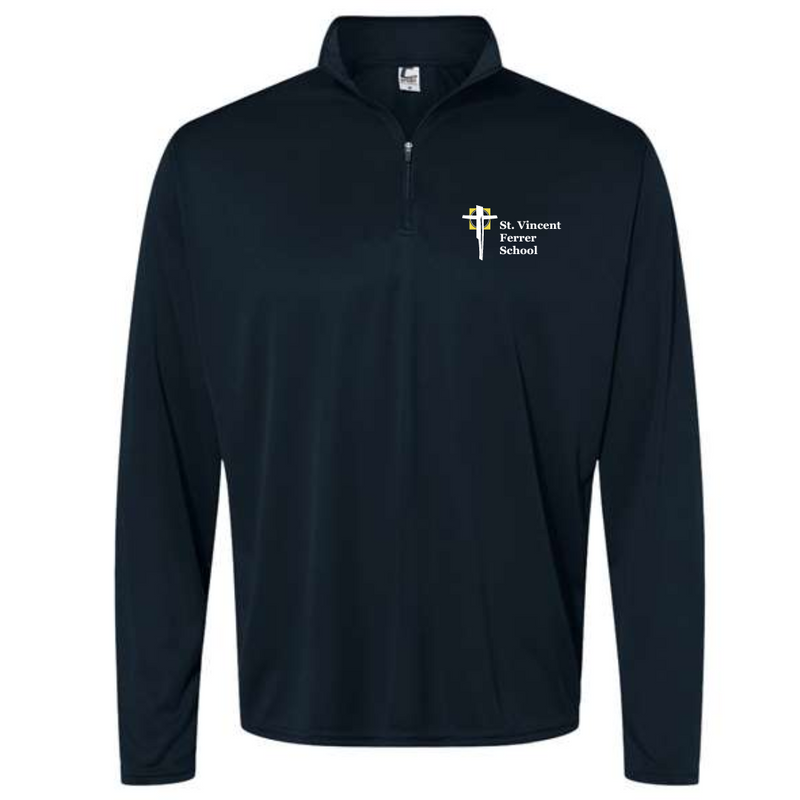 St. Vincent Ferrer School Logo Printed on Quarter Zip Performance Long Sleeve - Adult--Lemons and Limes Boutique