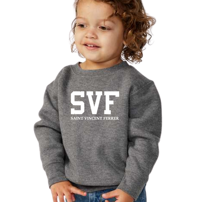 SVF Block White Crewneck Sweatshirt on Deep Heather-TODDLER-Lemons and Limes Boutique
