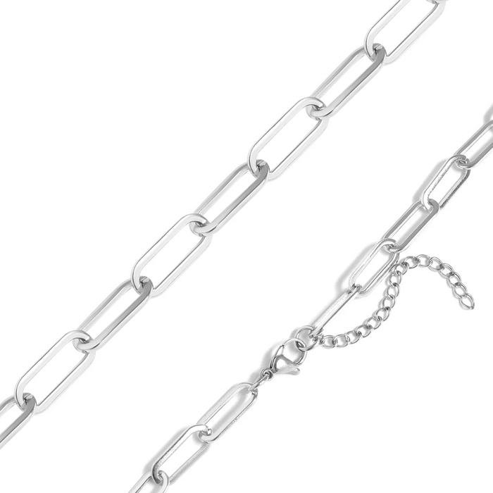 Stainless Steel Paperclip Chain Necklace 16"