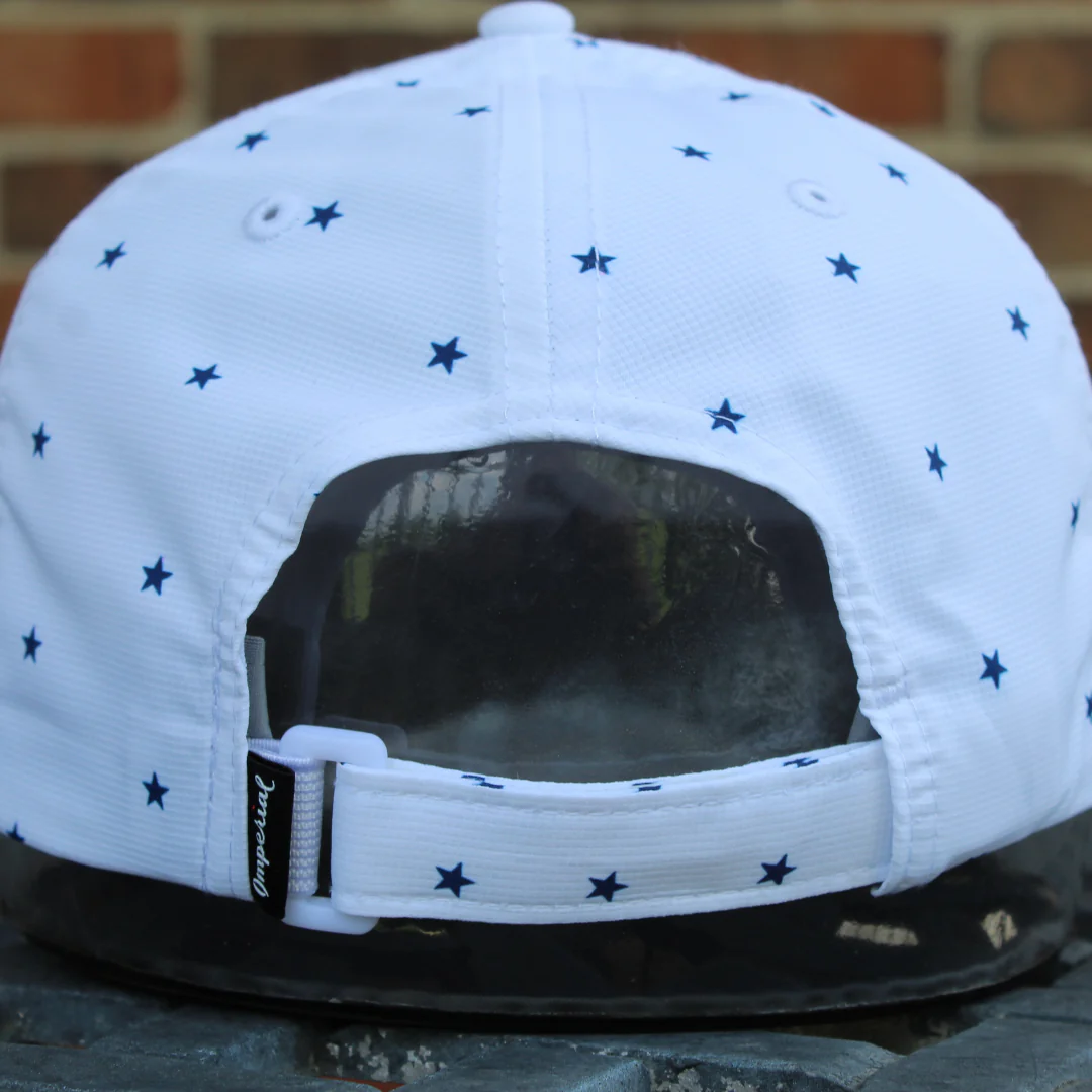 Stars Dad Hat White with Blue Stars and Red Cincy Logo by The Cincy Hat-Lemons and Limes Boutique