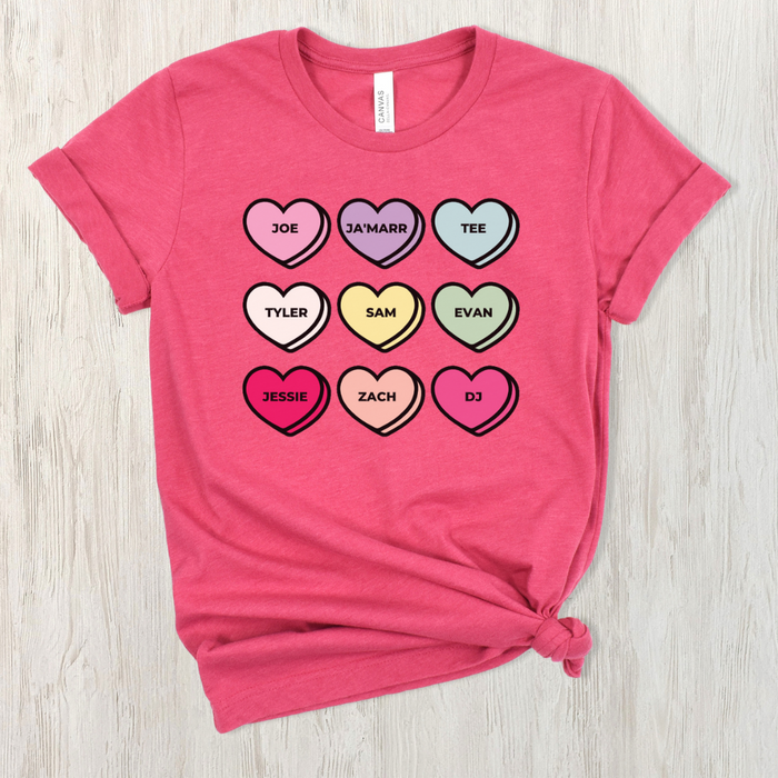 Candy Hearts Valentine Graphic Short Sleeve Tee--Lemons and Limes Boutique