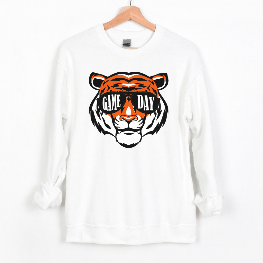 Game Day Tiger Crewneck Sweatshirt on White-Lemons and Limes Boutique
