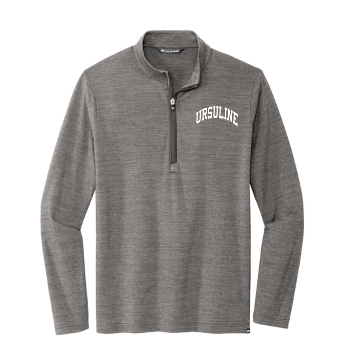 Curved Ursuline TravisMathew Crestview 1/4-Zip- Grey Heather-Lemons and Limes Boutique