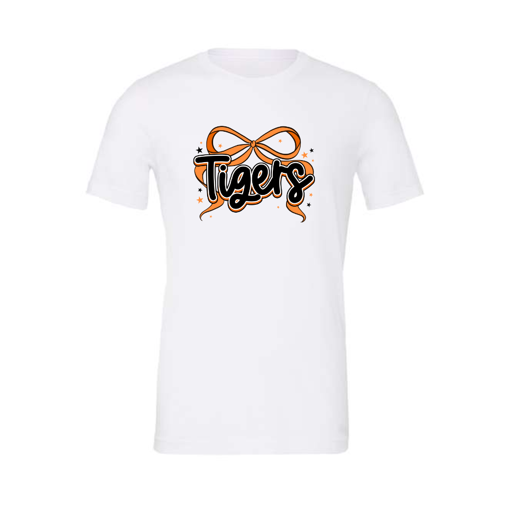Tiger Bow on White SS Tee - Youth