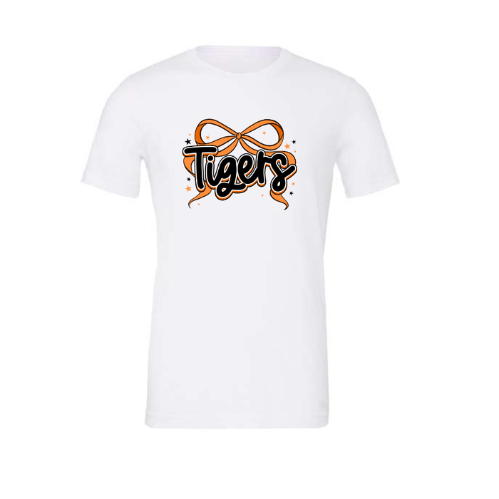 Tiger Bow on White SS Tee - Youth