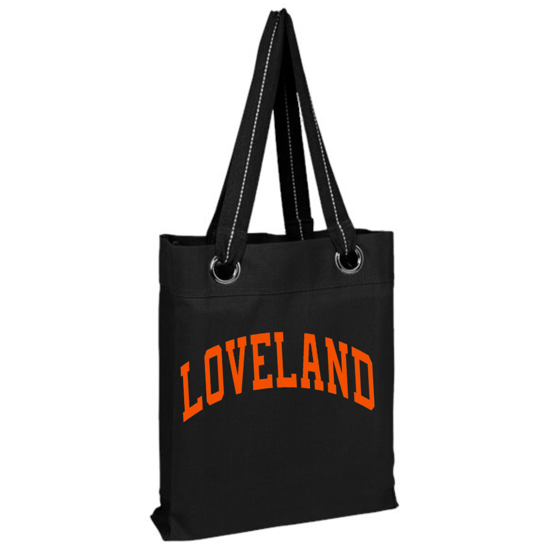 Curved Loveland Grommet Canvas Tote in Black-Lemons and Limes Boutique