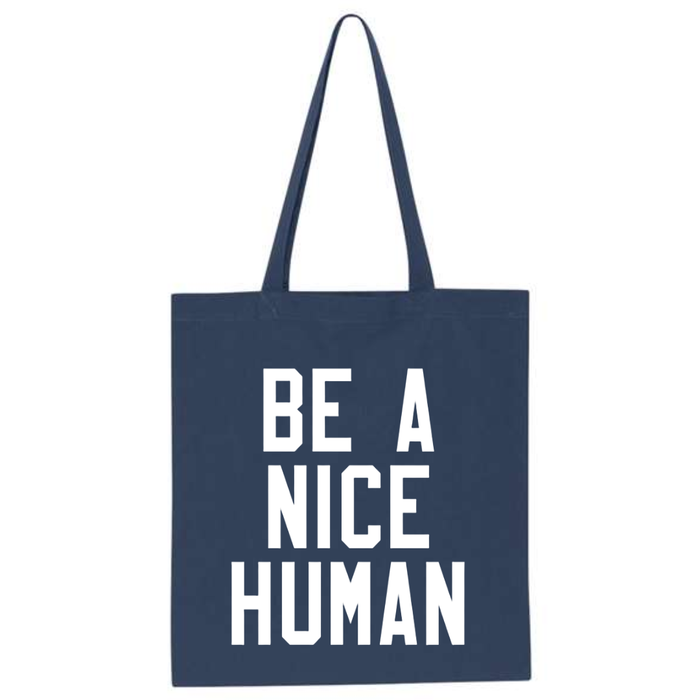 Be A Nice Human Tote in Navy-Lemons and Limes Boutique