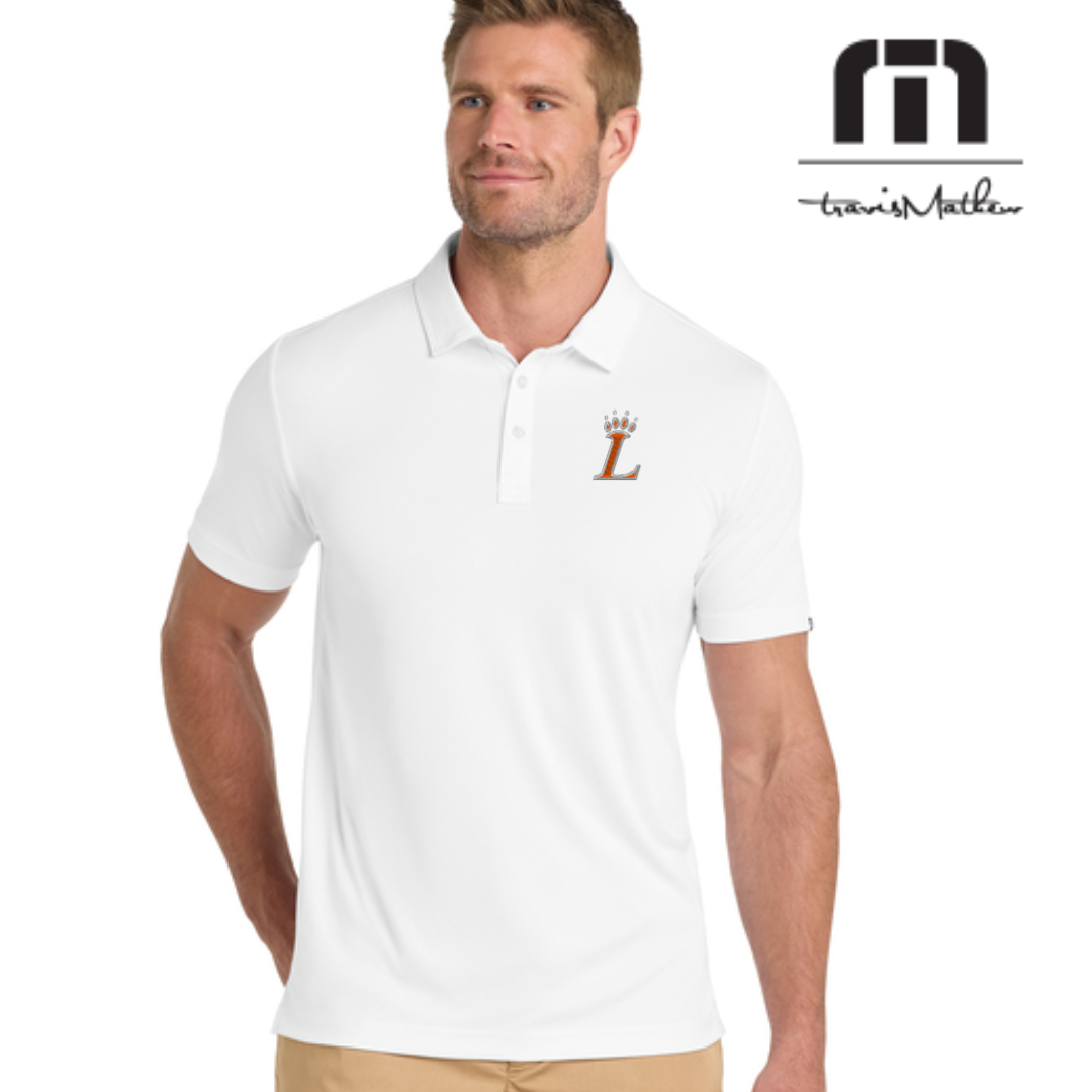 Loveland Embroidered Travis Matthews Golf Shirt in White-Lemons and Limes Boutique