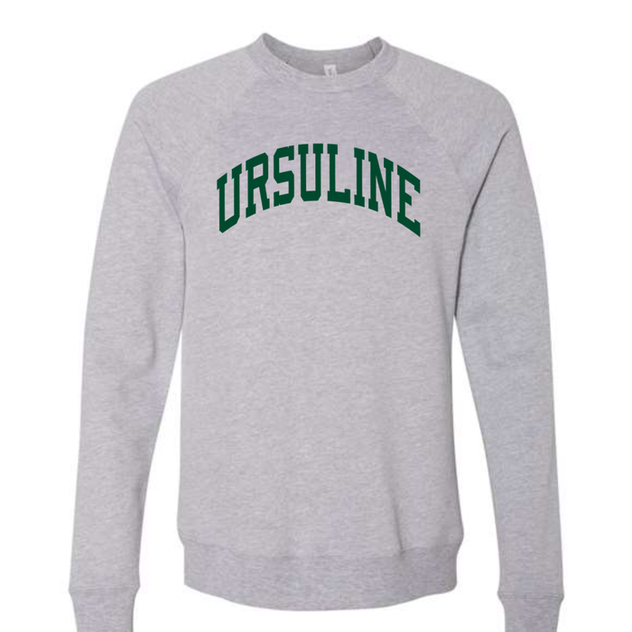 Curved Ursuline in Green on Premium Sponge Fleece Crewneck - Unisex-Lemons and Limes Boutique